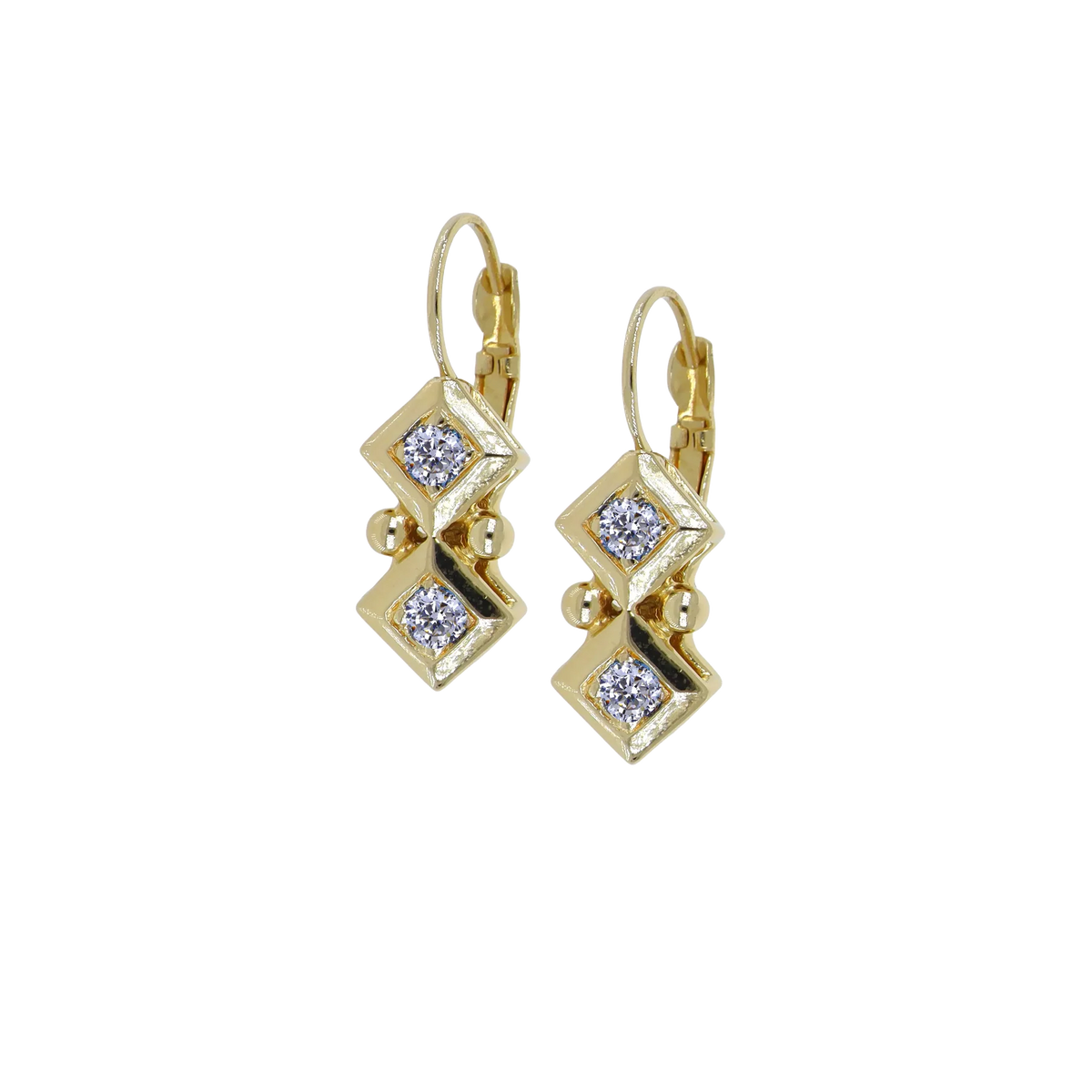 John Medeiros Beaded Collection 2 Stone French Wire Earrings