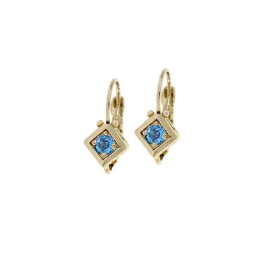 John Medeiros Gilded Diamond Shape Bezel French Wire Earrings