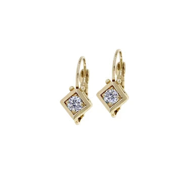 John Medeiros Gilded Diamond Shape Bezel French Wire Earrings