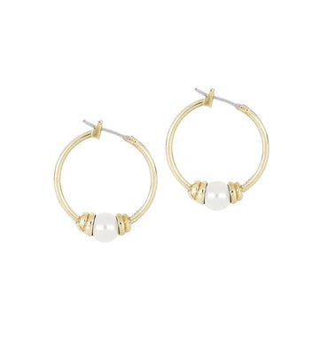 John Medeiros Pérola Small Pearl & Gold Hoop Earrings