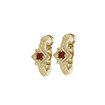 John Medeiros Gilded Diamond Shape Bezel Hoop Earrings