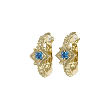John Medeiros Gilded Diamond Shape Bezel Hoop Earrings