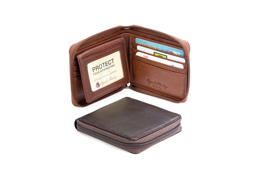RFID Zipper Passcase Wallet